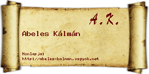 Abeles Kálmán névjegykártya